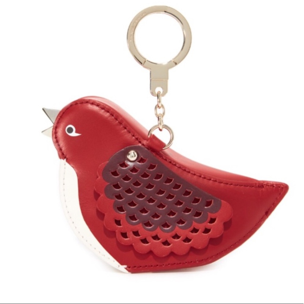 Kate Spade Oh La La Red Leather Key Chain Bird NWT - Picture 2 of 6
